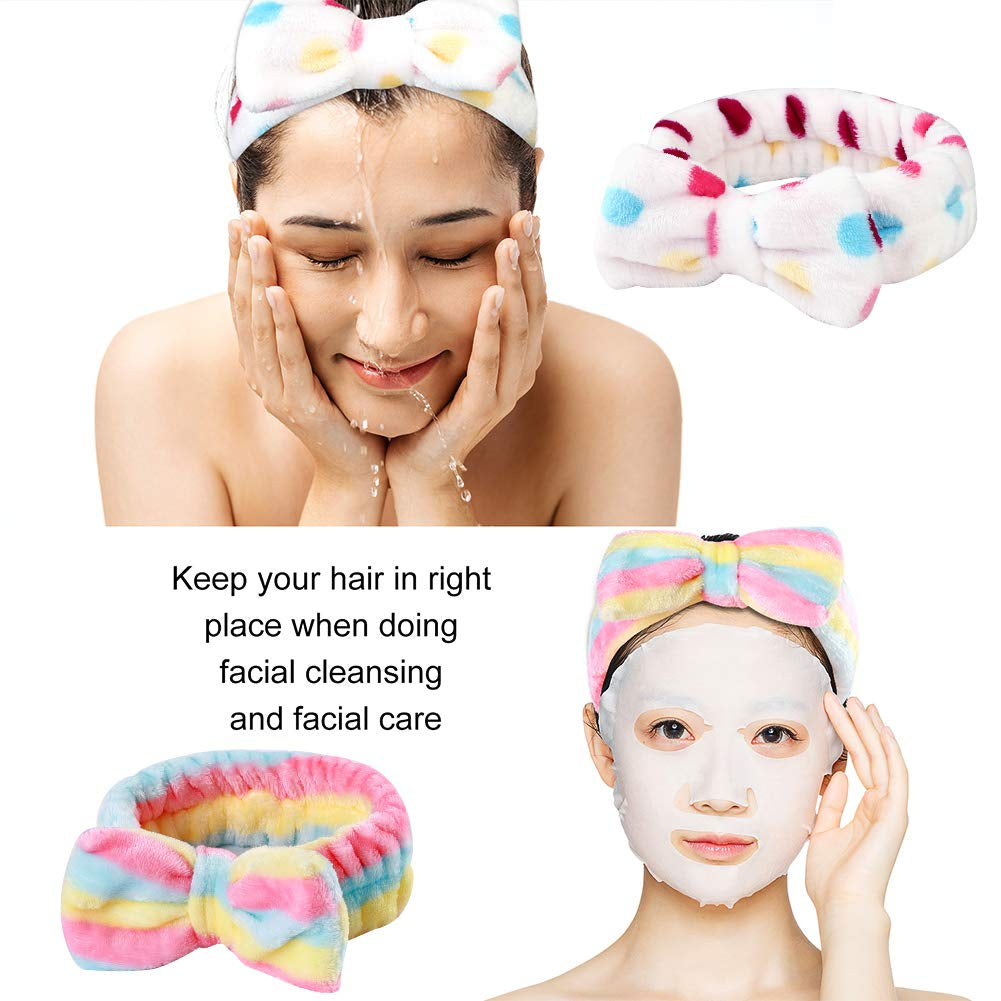 8 Pack Spa Headbands for Women, Soft Bow Skincare Headband for Washing Face, Skincare, Salon & Makeup, Bulk Spa Party Favors, Ideal Christmas Gifts or Stocking Stuffers for Teen Girls